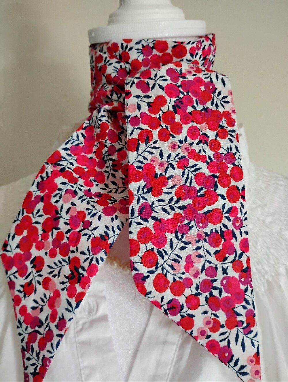 Liberty Art Fabric Tana Lawn Skinny Scarf Wiltshire Red Berry Colorful Classic